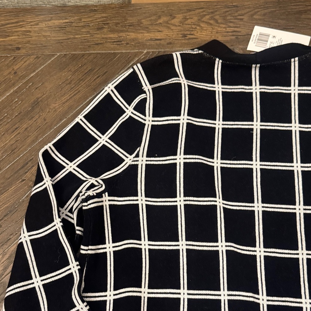 Kim Rogers Black and White Grid Cardigan - Size Large - Picture 5 of 6